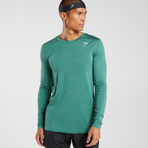 GYMSHARK: SPORT SEAMLESS LONG SLEEVE T-SHIRT (Slim Fit) - Picture 1 of 9